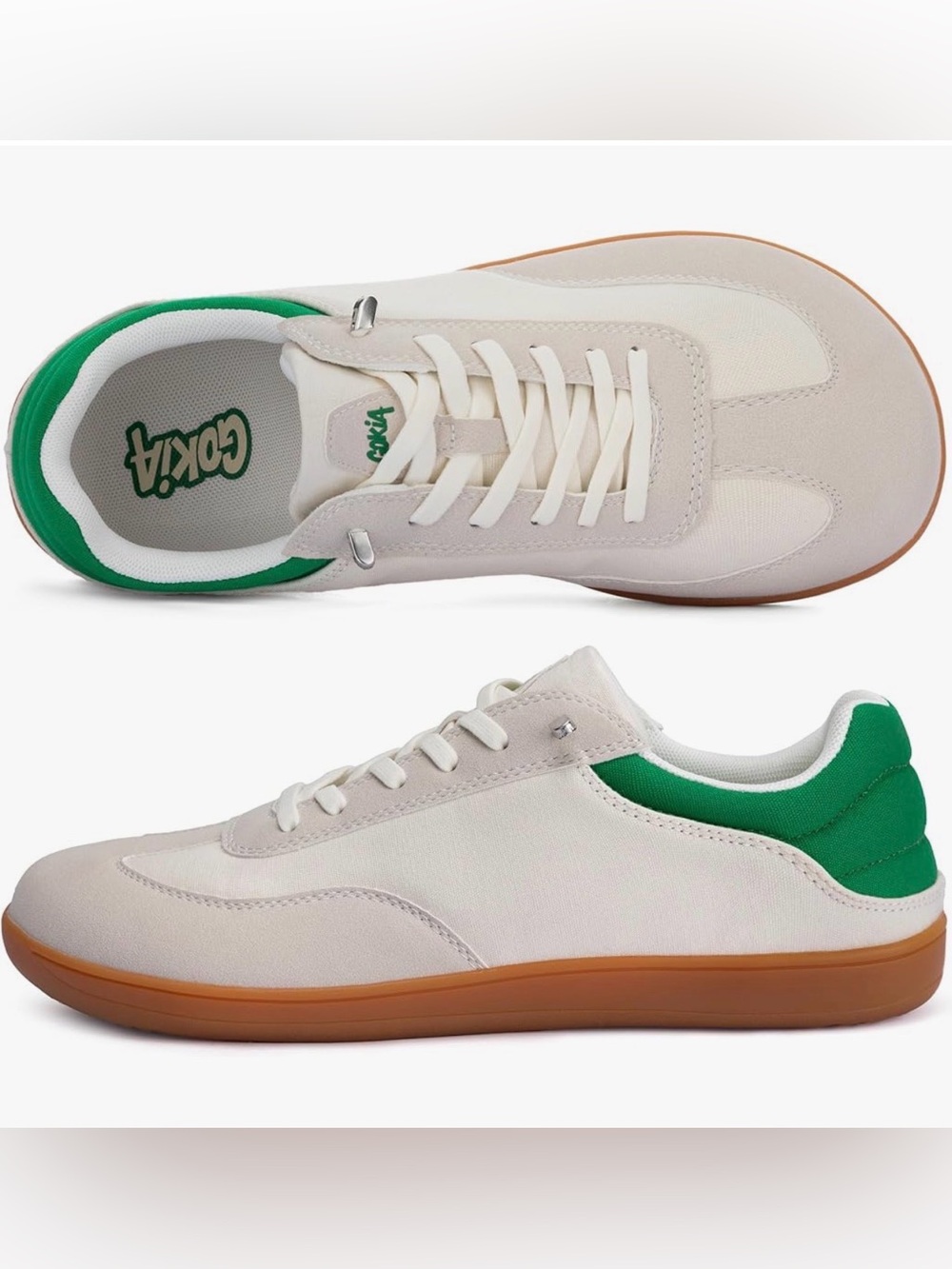 Gokia Men's Cream & Green Retro Sneaker